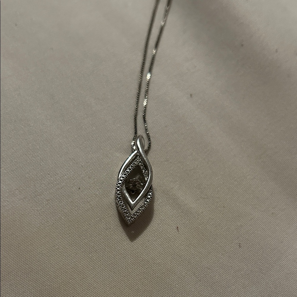 Marquise Silver-tone Leaf Marquise Pendant Necklace - Silver